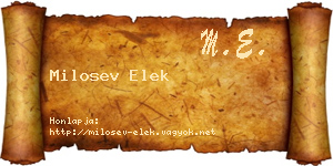 Milosev Elek névjegykártya